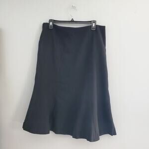 Chaps Adirondak Black Wool Blend Midi Circle Skirt Size 12